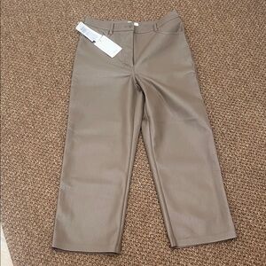 Aritzia Wilfred “shiitake” Cropped Pants-size 4 vegan leather
